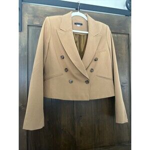 E515 Tommy Hilfiger Brown Blazer Women Size 8 Double Breasted Button